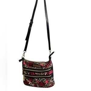 Betsey Johnson vintage Crossbody purse leopard with roses